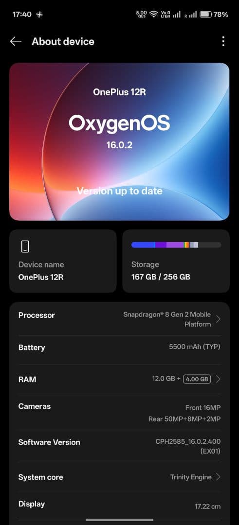 スマートフォン本体 OnePlus Ace 3 (Oneplus 12r)
