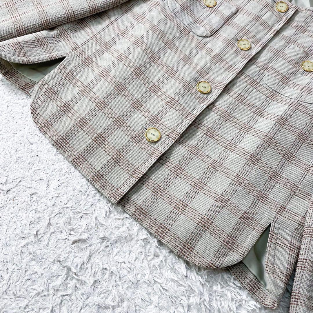 GIVENCHY ジバンシー ノーカラージャケット グレンチェック ヴィンテージ