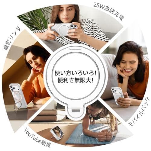 【透き通る上質感・多機能360°回転スタンド】KMAMBNG iPhone 1m