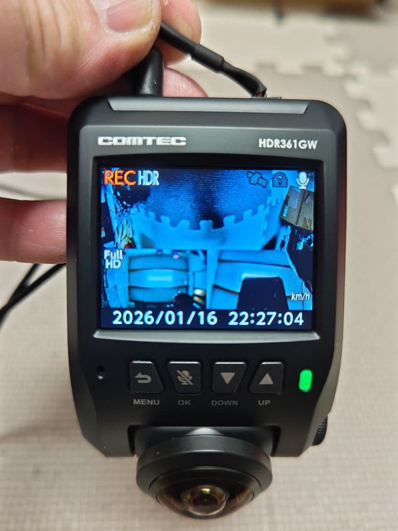 コムテックHDR361GW ドライブレコーダーリアカメラ付き360°
