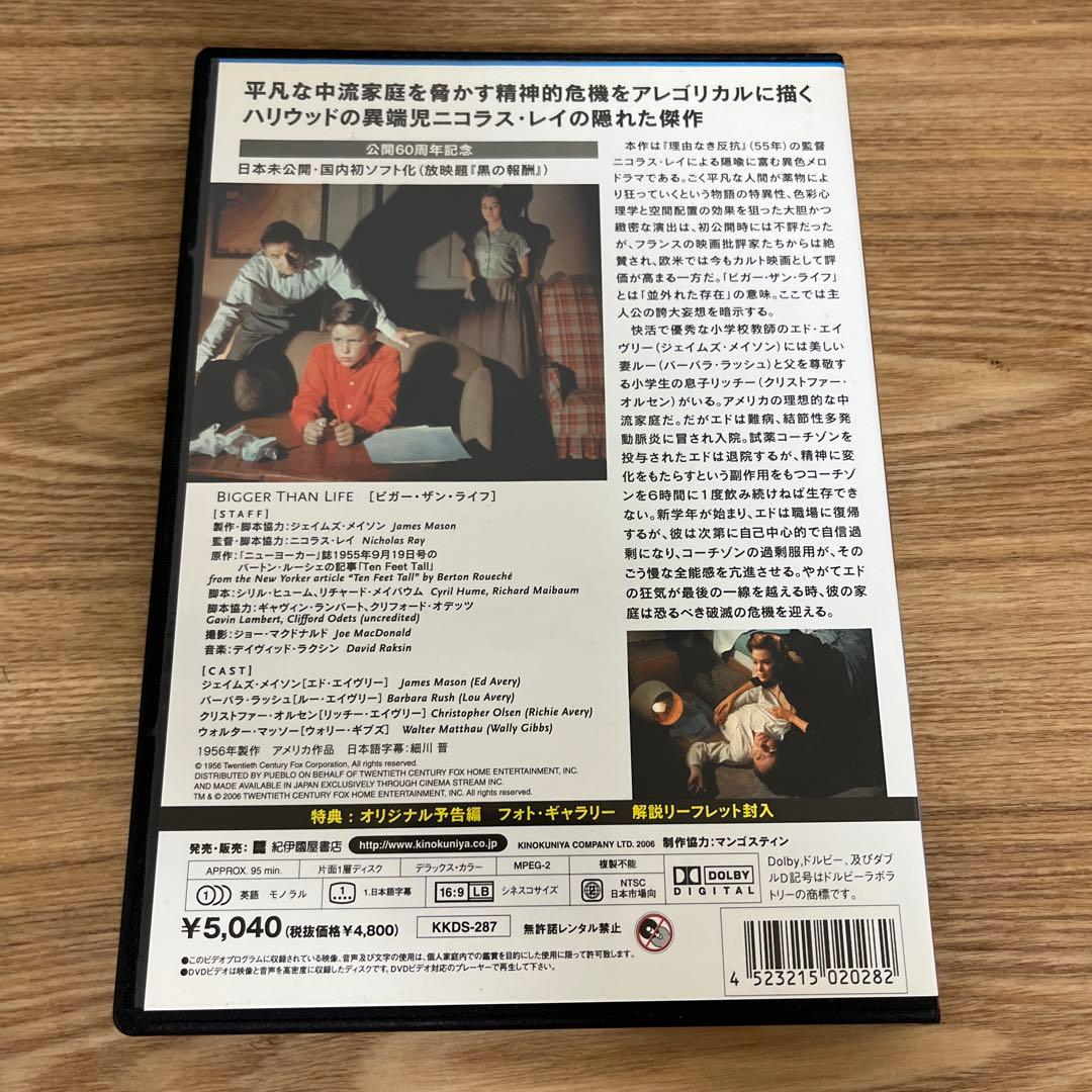 ニコラス・レイ「ビガーザンライフ(黒の報酬)」　「危険な場所で」 DVDセット