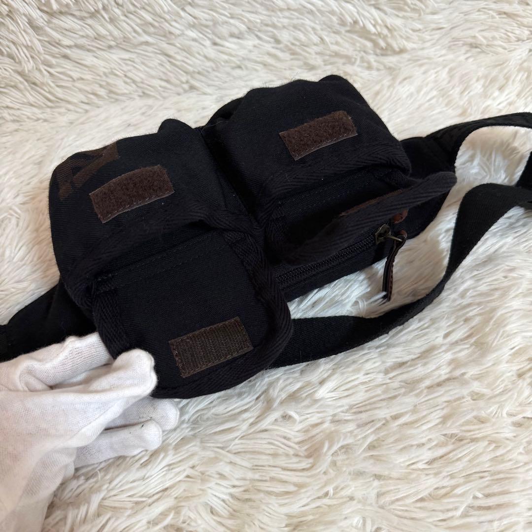 FENDI✨希少　ボディバッグ 黒　ウエストバッグ　ズッカ　マジックテープ　ミニ