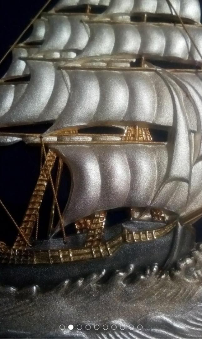 武比古純銀帆船5号レリーフ銀99.9刻印あり箱無し銀13.9g30×32