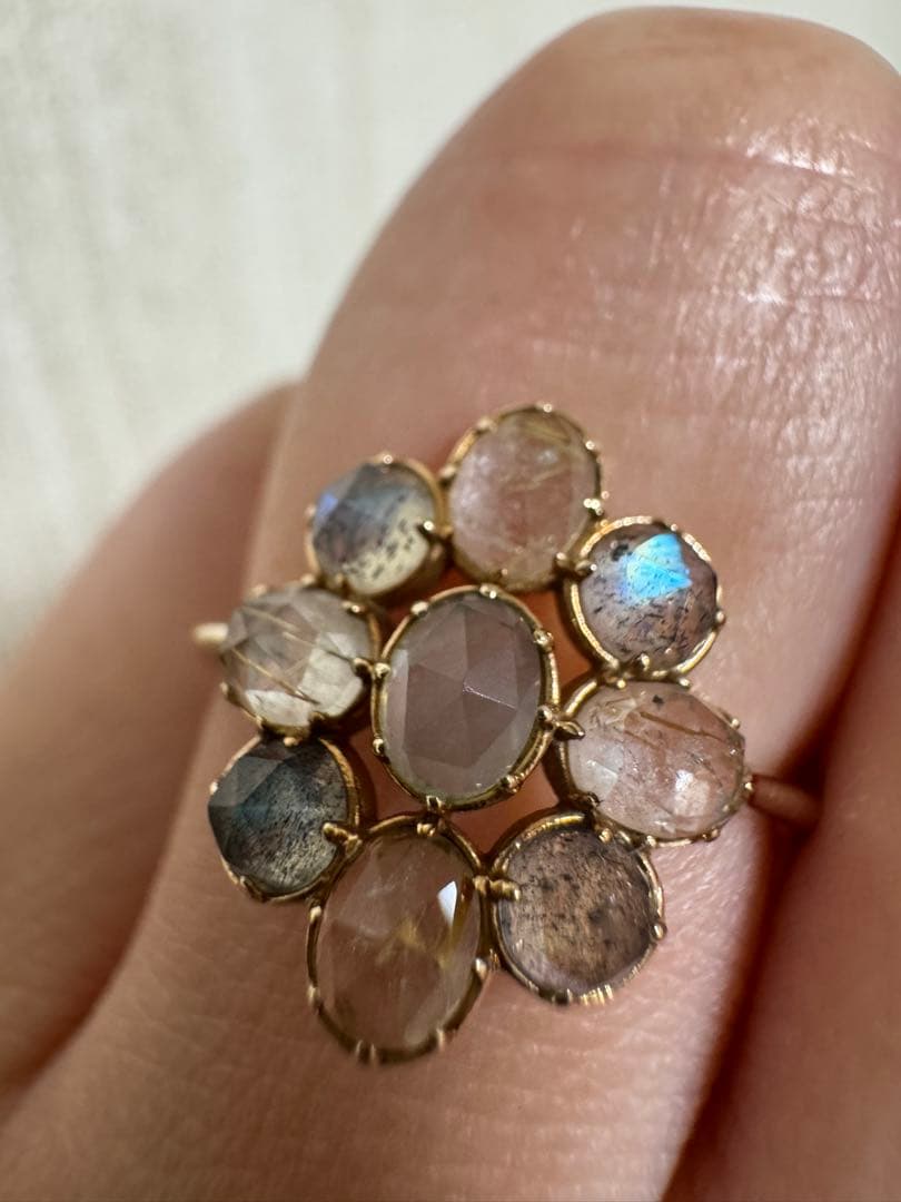 アガット✴︎K10リング11号✴︎ラブラドライト・ルチルクォーツ