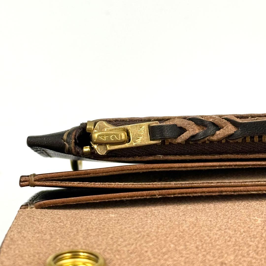 トラッカーウォレット(ブラック) タロンジッパー　3層ヴィンテージタイプ