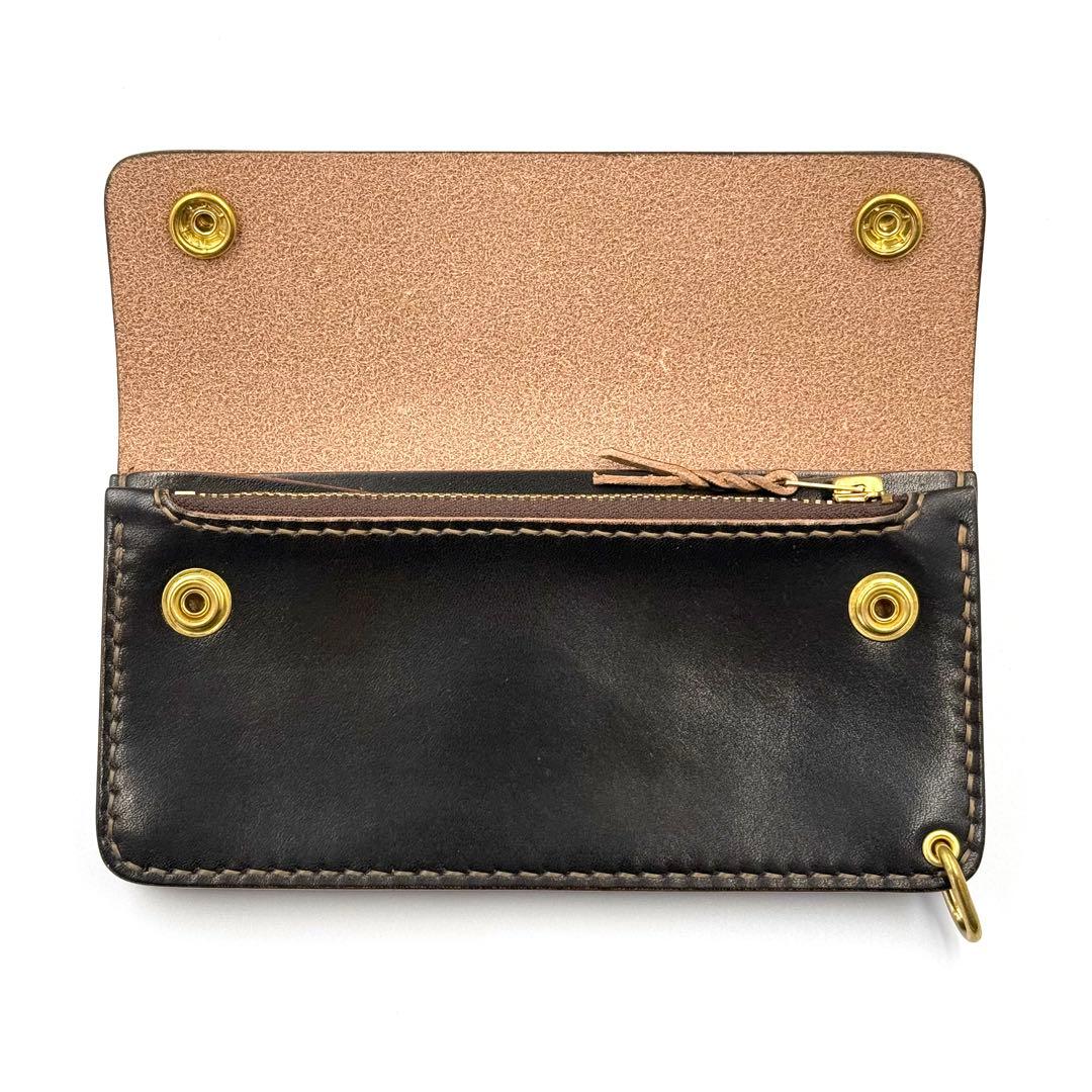 トラッカーウォレット(ブラック) タロンジッパー　3層ヴィンテージタイプ