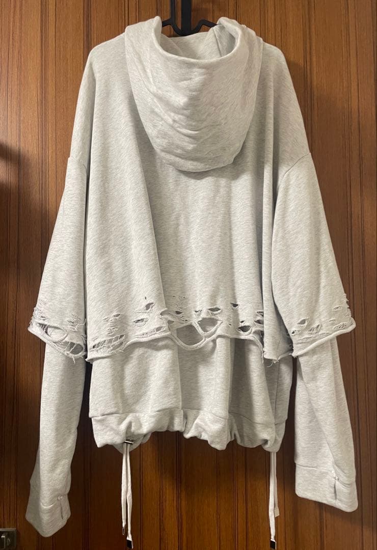 【neith. 】Layered Crush Hoodie(Gray)