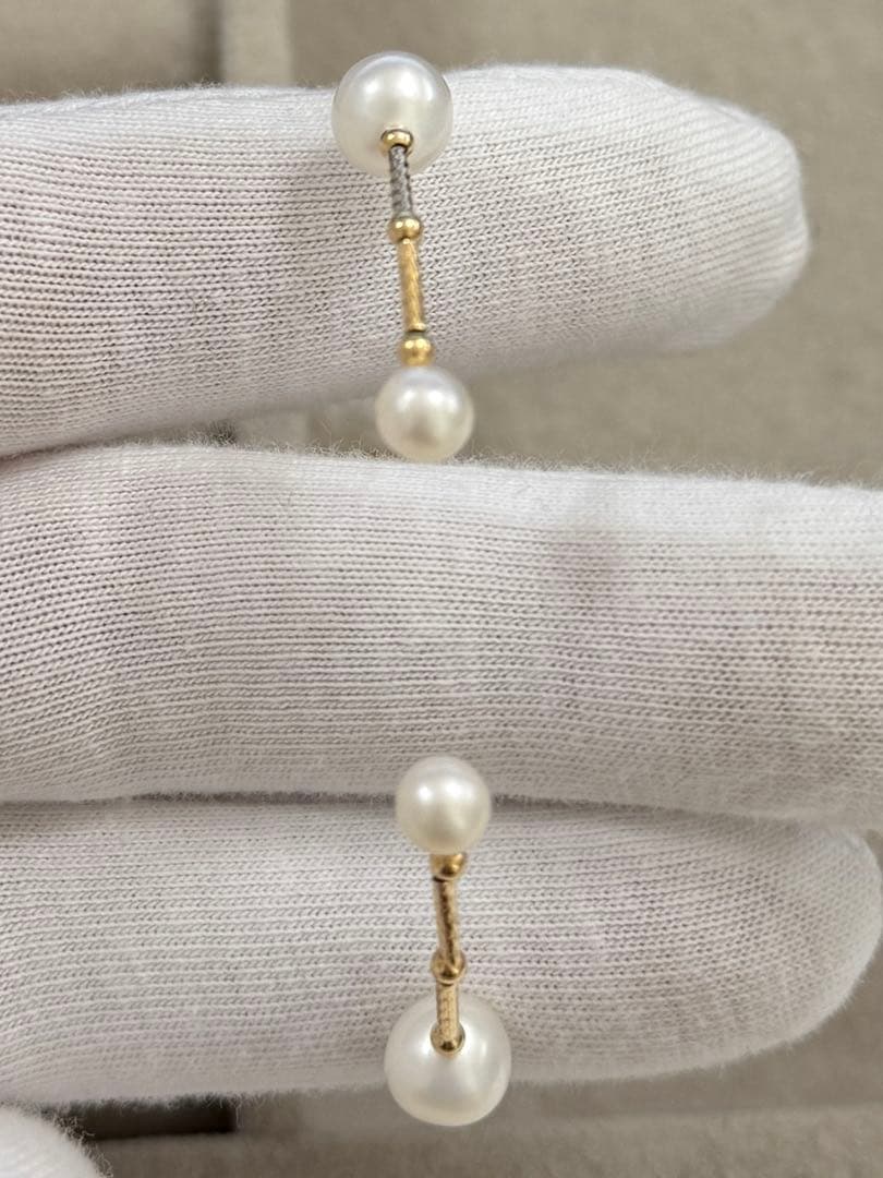 みみ　K18淡水パール　デザインブレスレット　バングル　本真珠