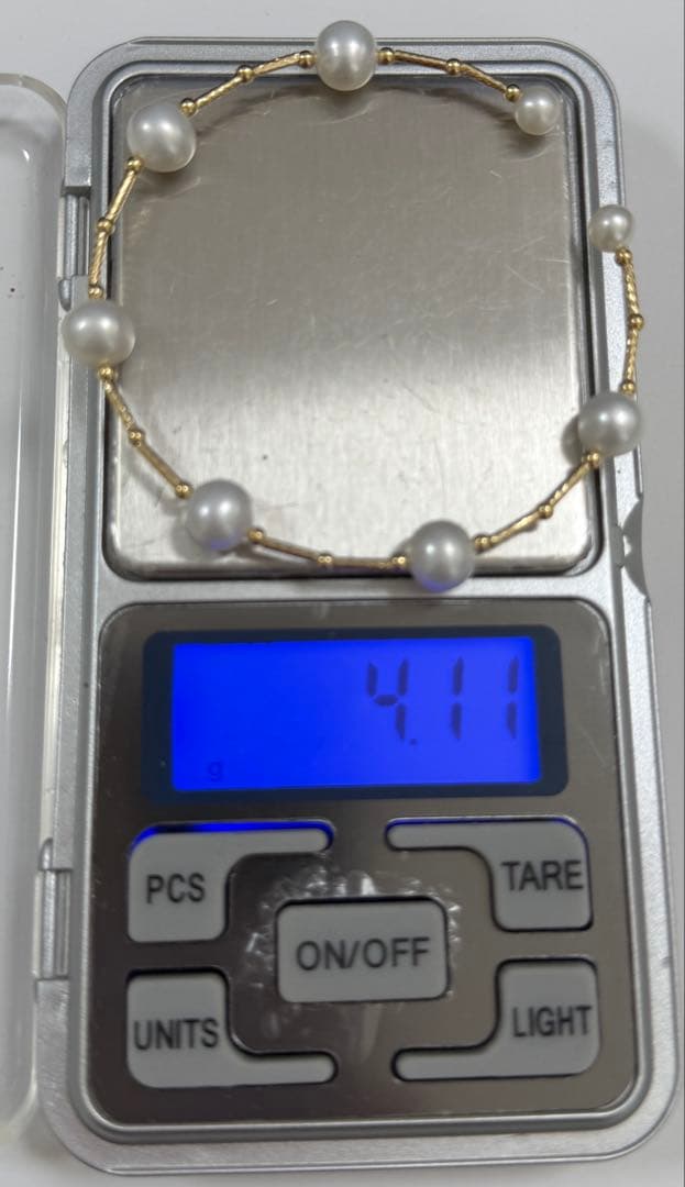 みみ　K18淡水パール　デザインブレスレット　バングル　本真珠