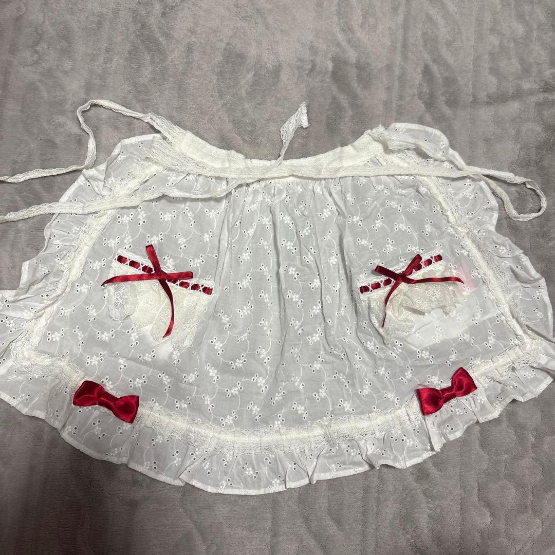 【アンプリ】リボン綿エプロン【日本製】