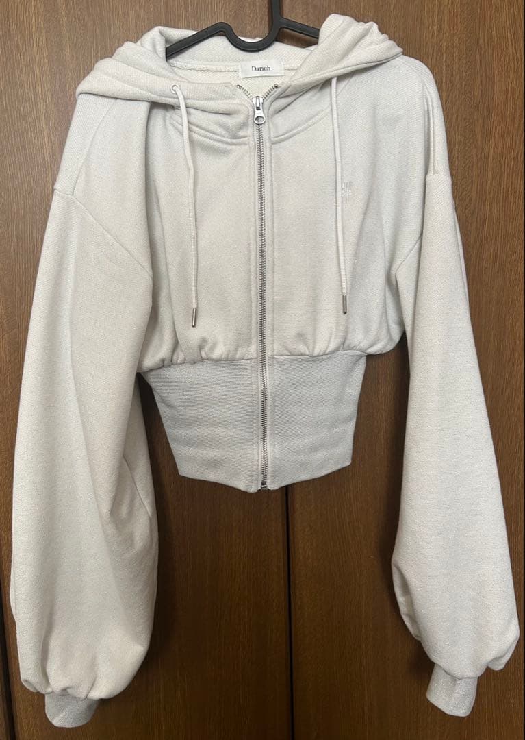 Darich カラーラメスウェットコルセットパーカー WHT