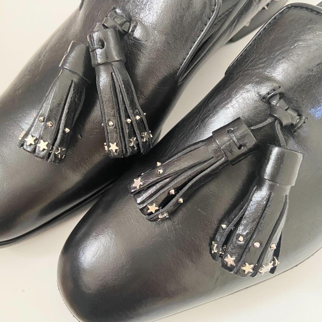 未使用級　JIMMY CHOO ジミーチュウ タッセル ローファー スタッズ