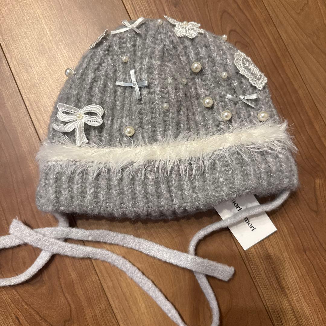 かきぶちもものkaorinomori ニット帽 グレー タグ付き
