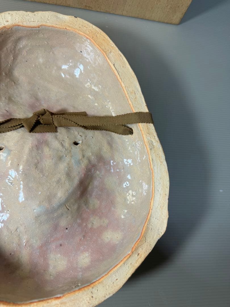 2333 萩焼　長州萩　東光寺窯　二代 中野霓林作　お面 お多福　置物　未使用