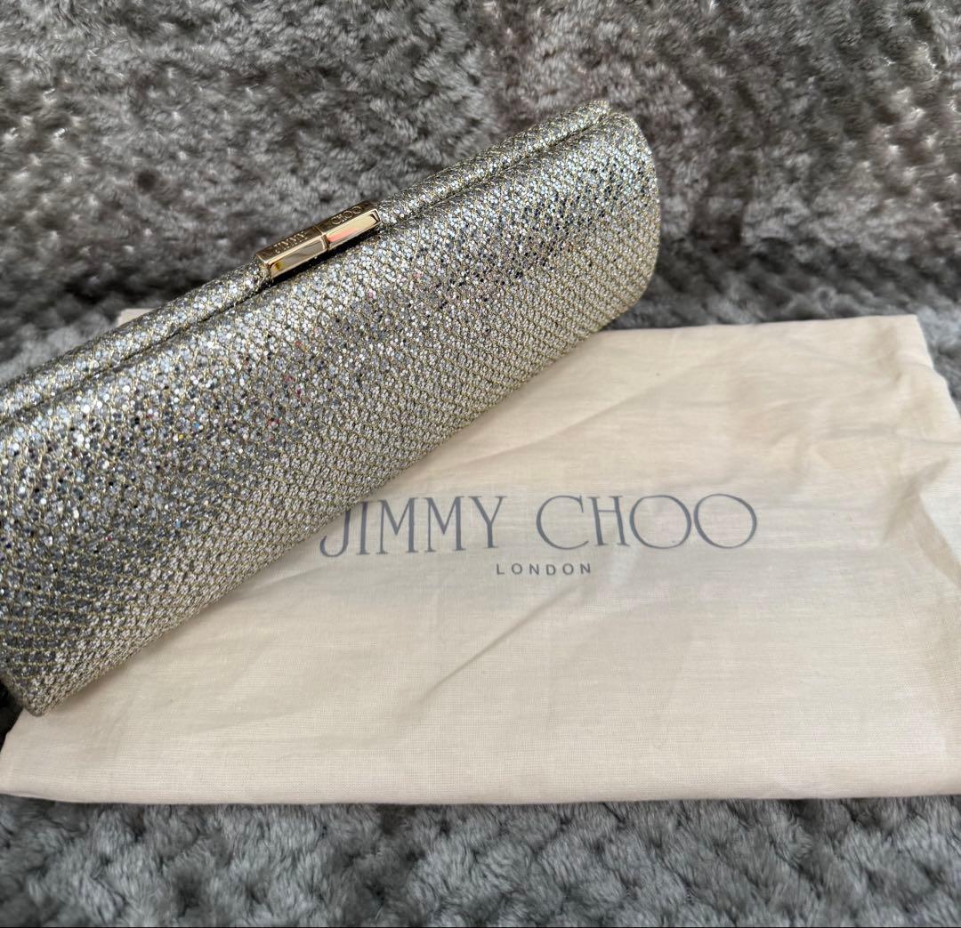 JIMMY CHOO ジミーチュウ　グリッター　クラッチ　シルバー/ゴールド