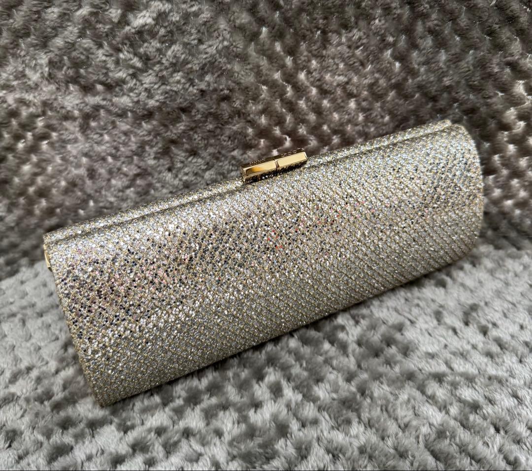 JIMMY CHOO ジミーチュウ　グリッター　クラッチ　シルバー/ゴールド
