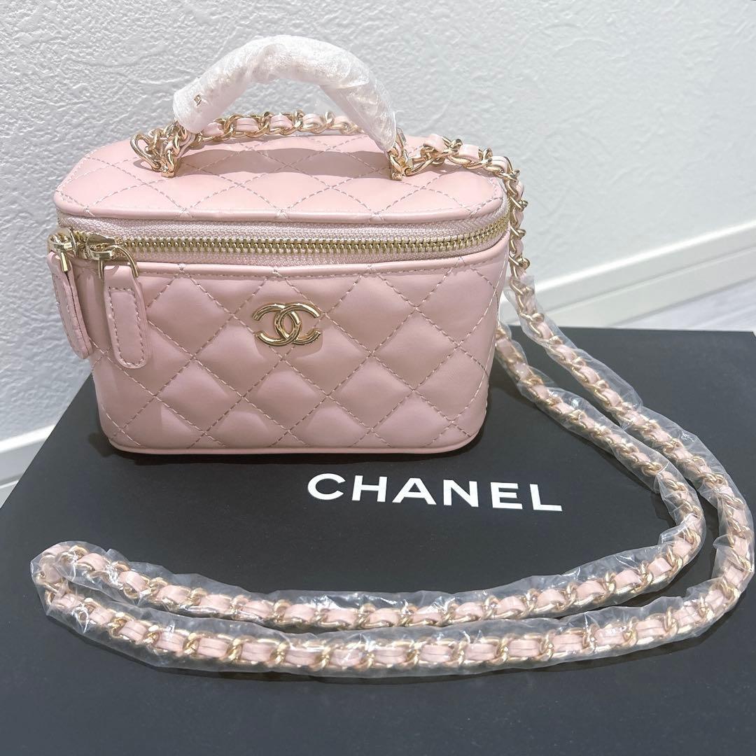 新品☆ シャネル　ラインストーンハンドルバニティ ピンク ノベルティ