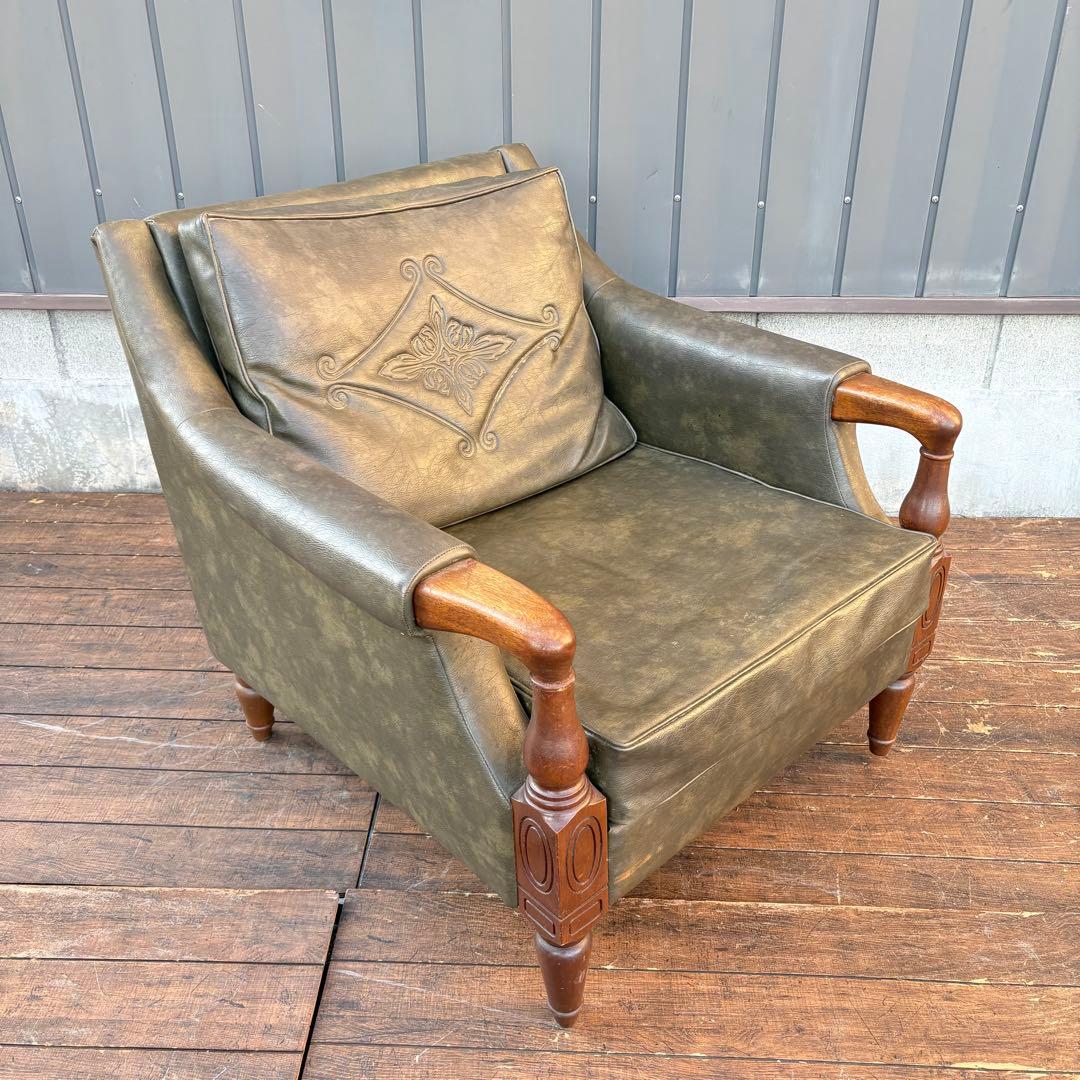 ② 昭和レトロ ヴィンテージ マルニ木工 一人掛けソファ アームチェア ラウンジ