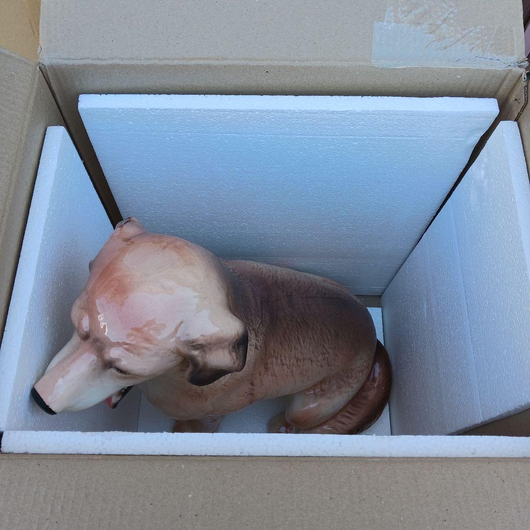 新品　陶器犬　大型犬　ダルメシアン　難有　オブジェ　置物　ホワイト　白色　高級品