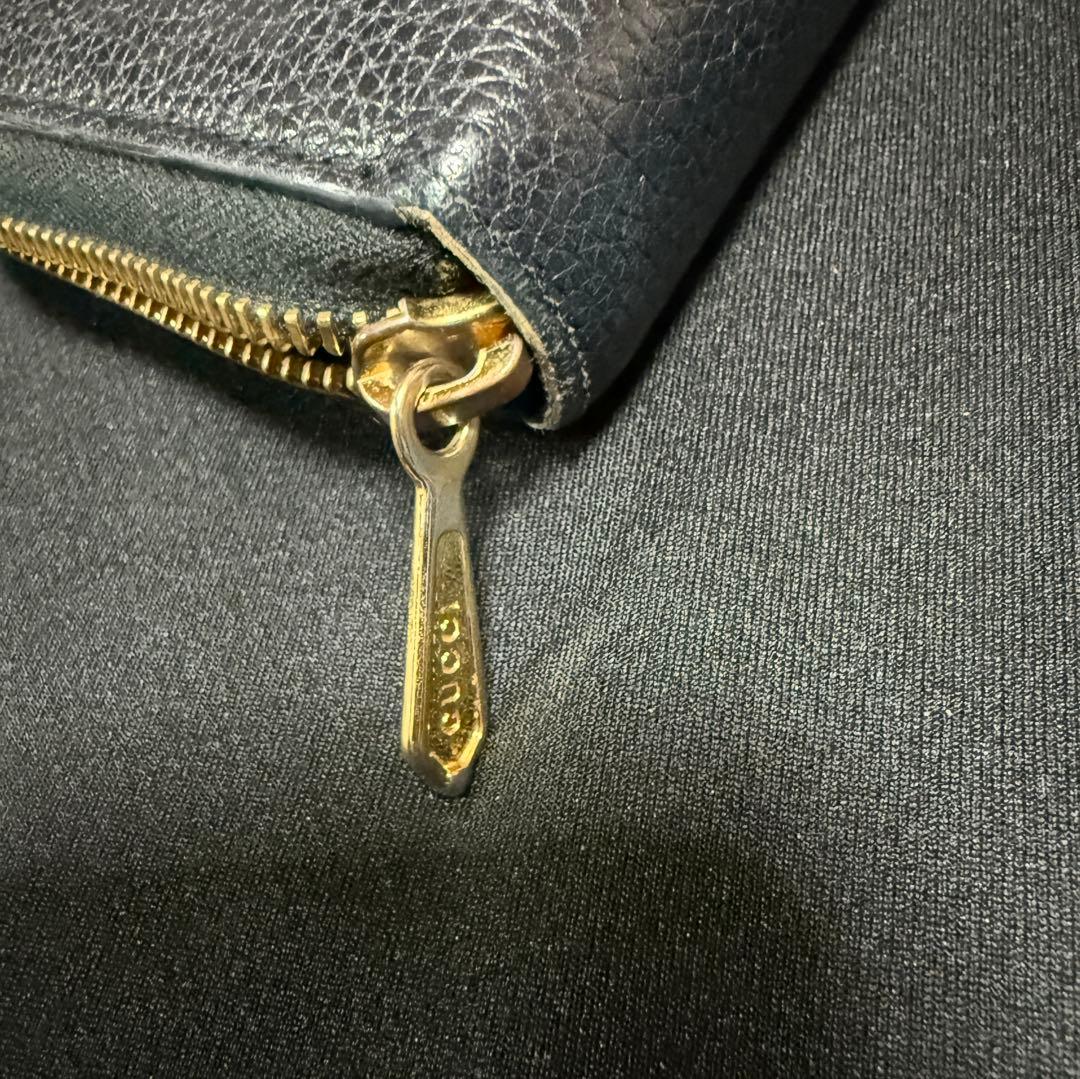 グッチ GUCCI ズゥミ カーフレザーラウンドファスナー ブラック