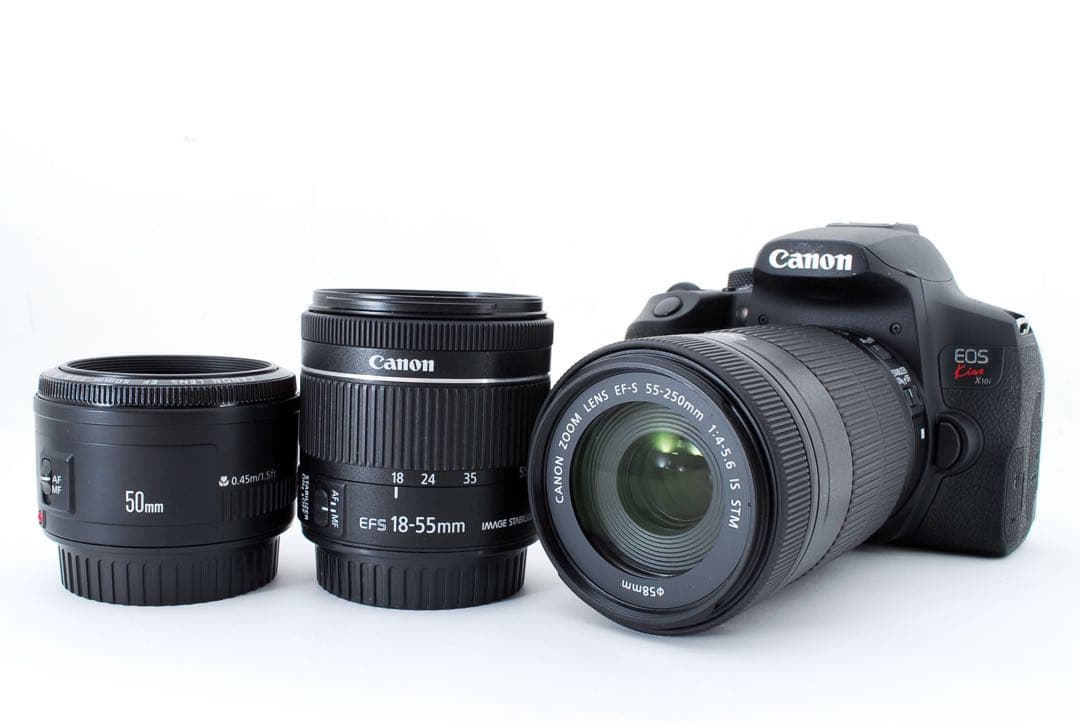 保証付キャノン　canon kiss x 10i 標準&望遠&単焦点レンズセット
