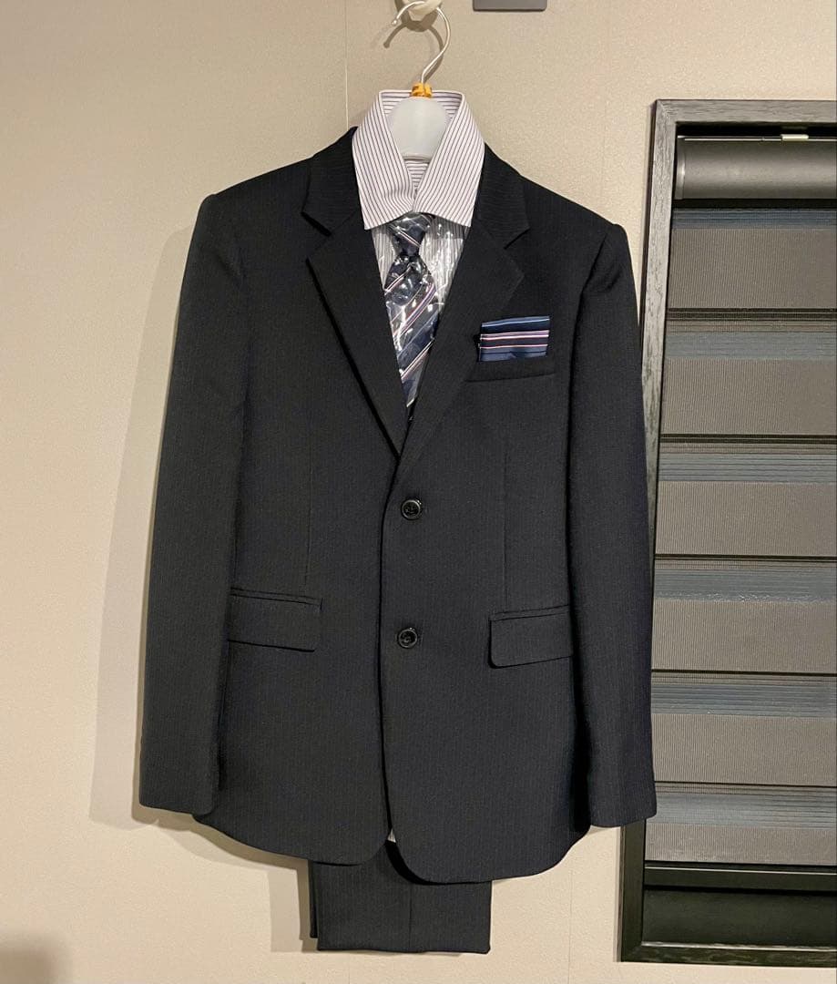 卒業式 スーツ5点セット▪️ネイビー ストライプ▪️フォーマルスーツ▪️160cm