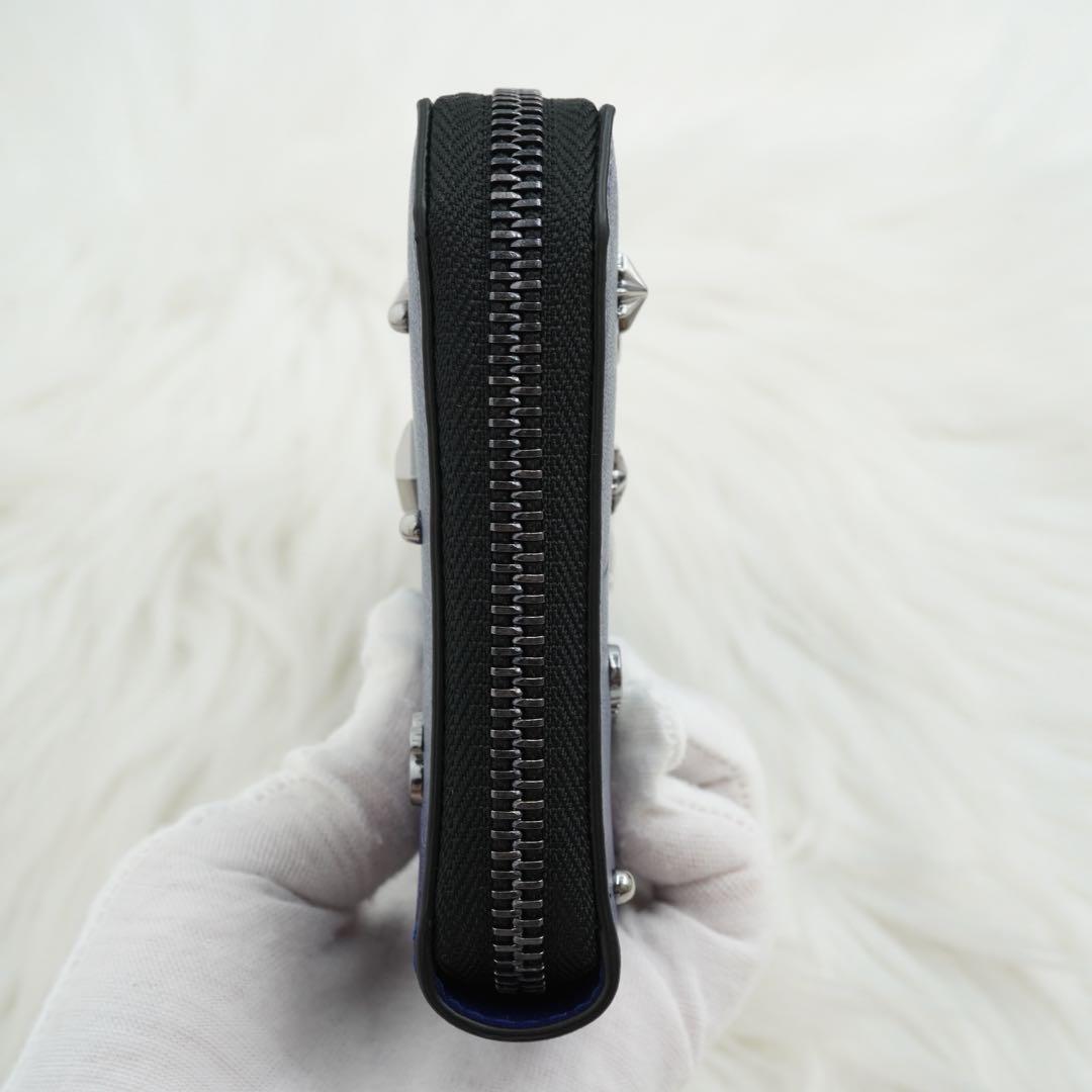 未使用品　箱・カード付き　jimmy choo 長財布　スタッズ　ブルー　限定品