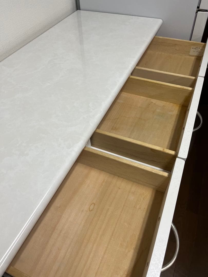 綾野製作所　キッチンボード　天板大理石調ホワイト