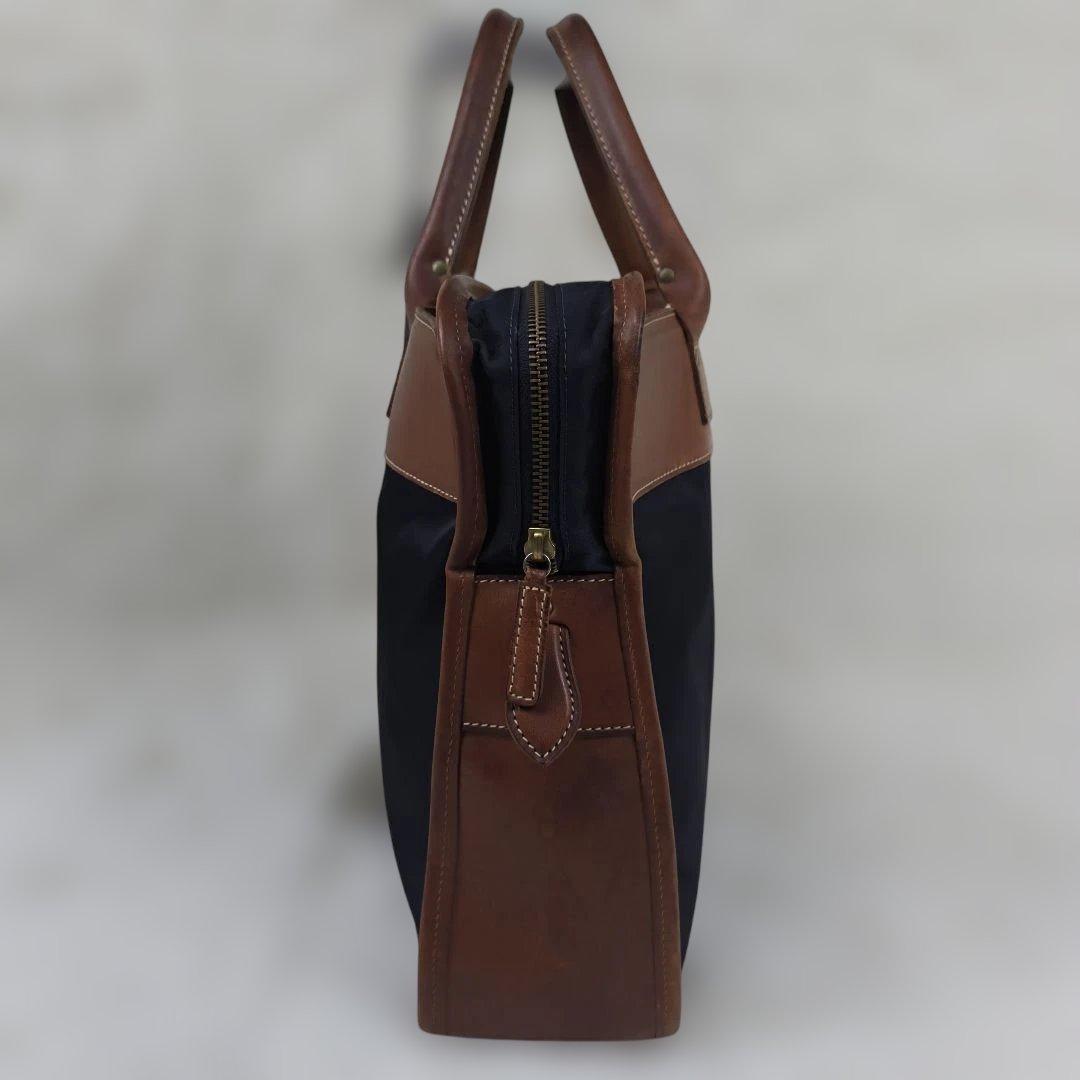 ✨極美品✨ フェリージ ブリーフケース ナイロン レザー 紺茶 B4可 1845