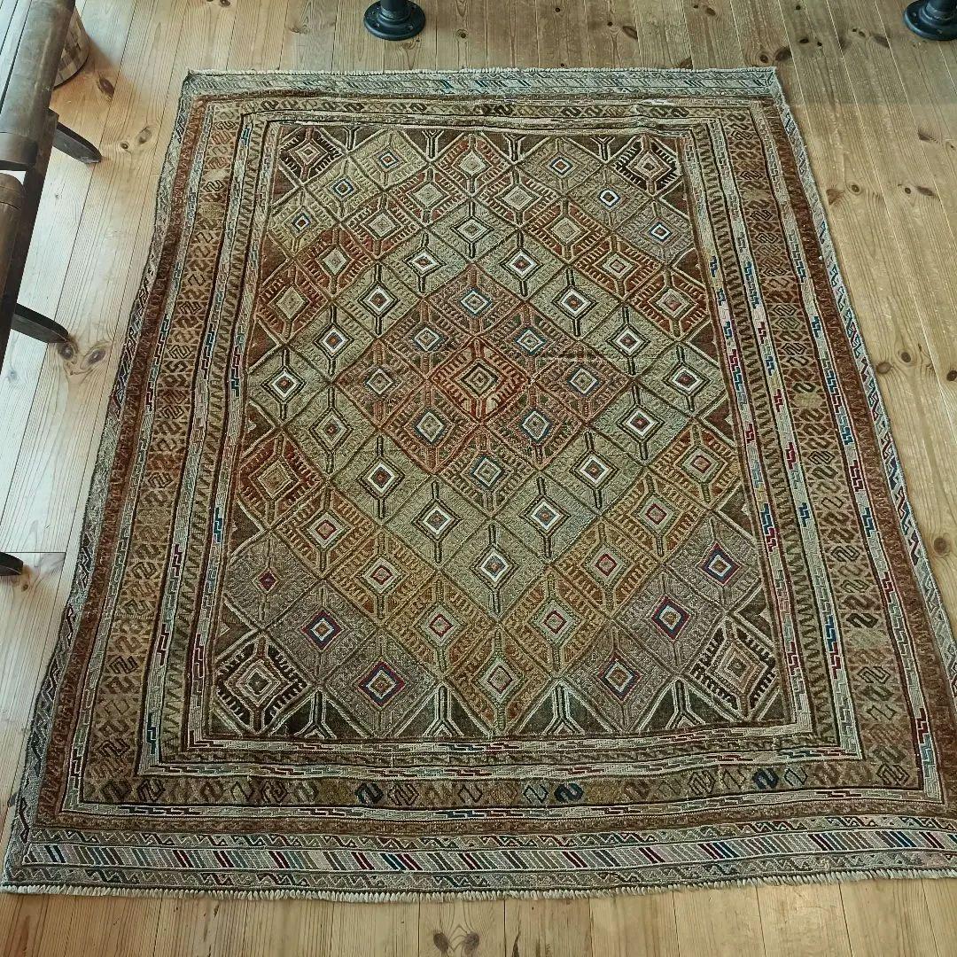 ※【ばらけん】訳あり 大判 L165 マシュワニラグ ヴィンテージラグ