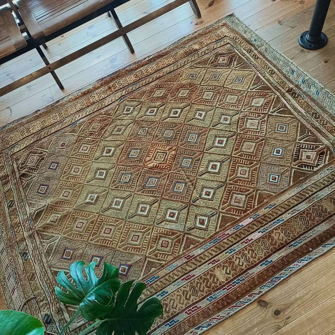 ※【ばらけん】訳あり 大判 L165 マシュワニラグ ヴィンテージラグ