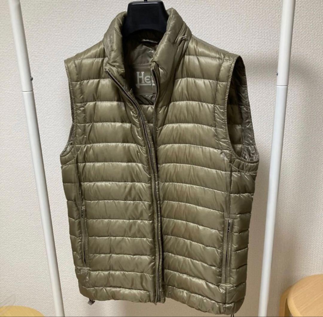 herno ナイロン ダウンベスト 48 薄ゴールド ヘルノ フード付