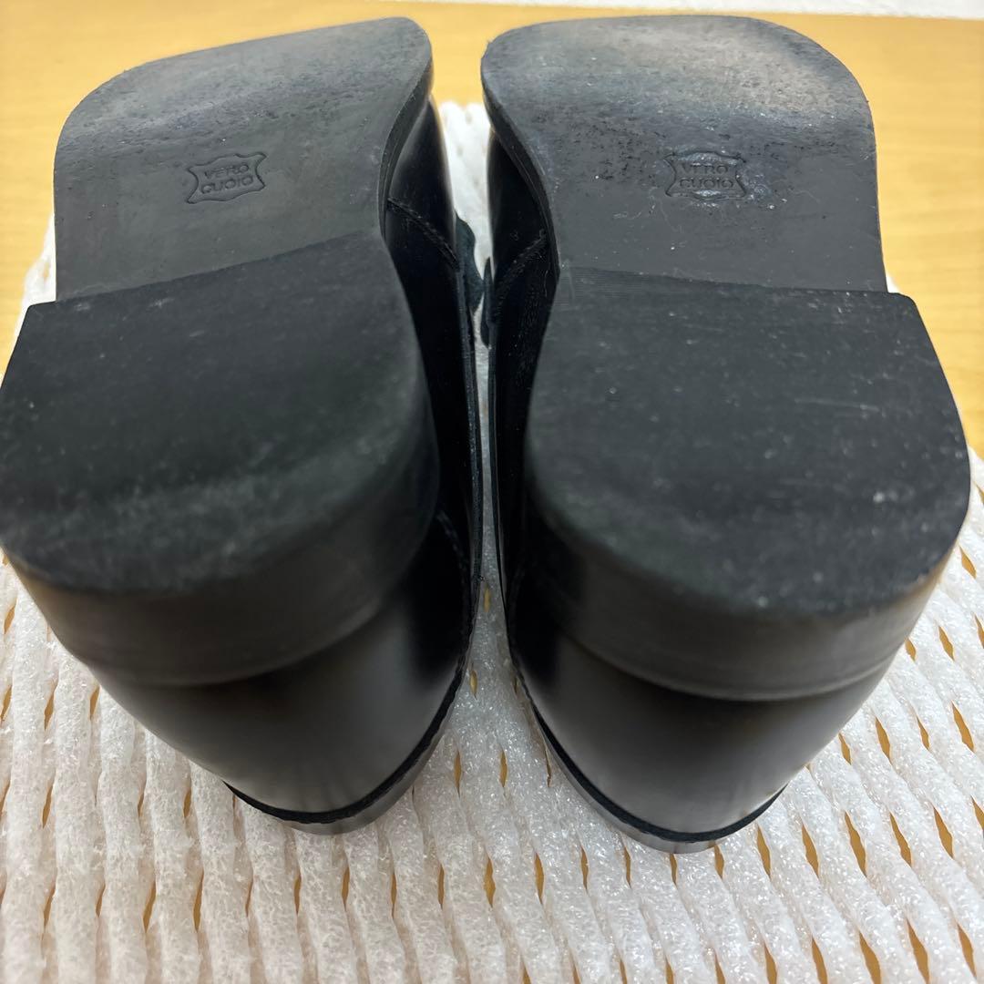 カミナンド　ビットローファー　レザー　ブラック×ゴールド　7サイズ