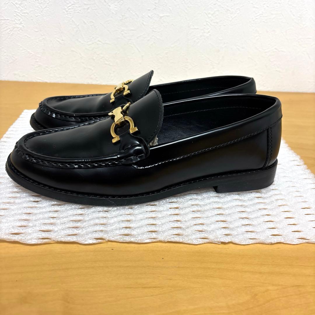 カミナンド　ビットローファー　レザー　ブラック×ゴールド　7サイズ