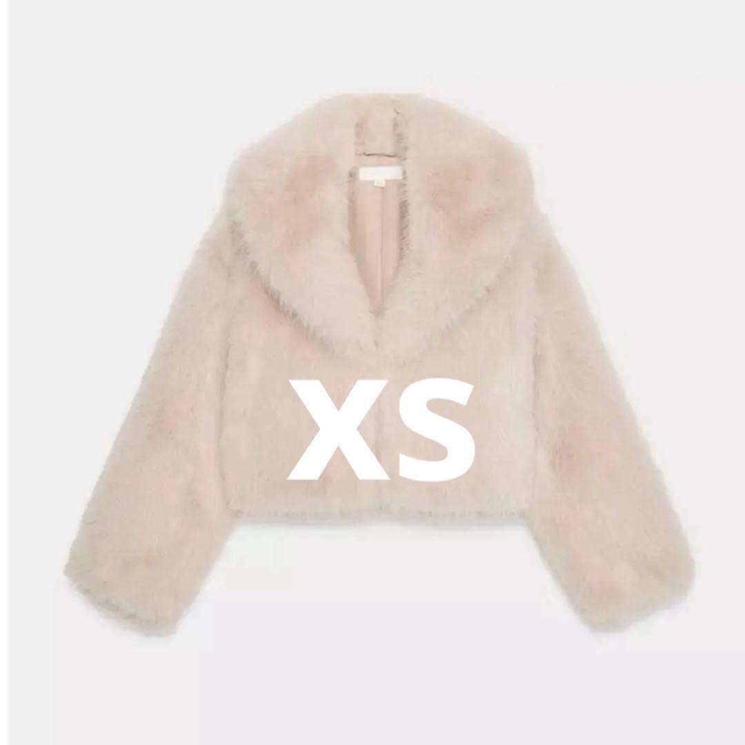 ZARA フェイクファー ショートコート ラペルカラー