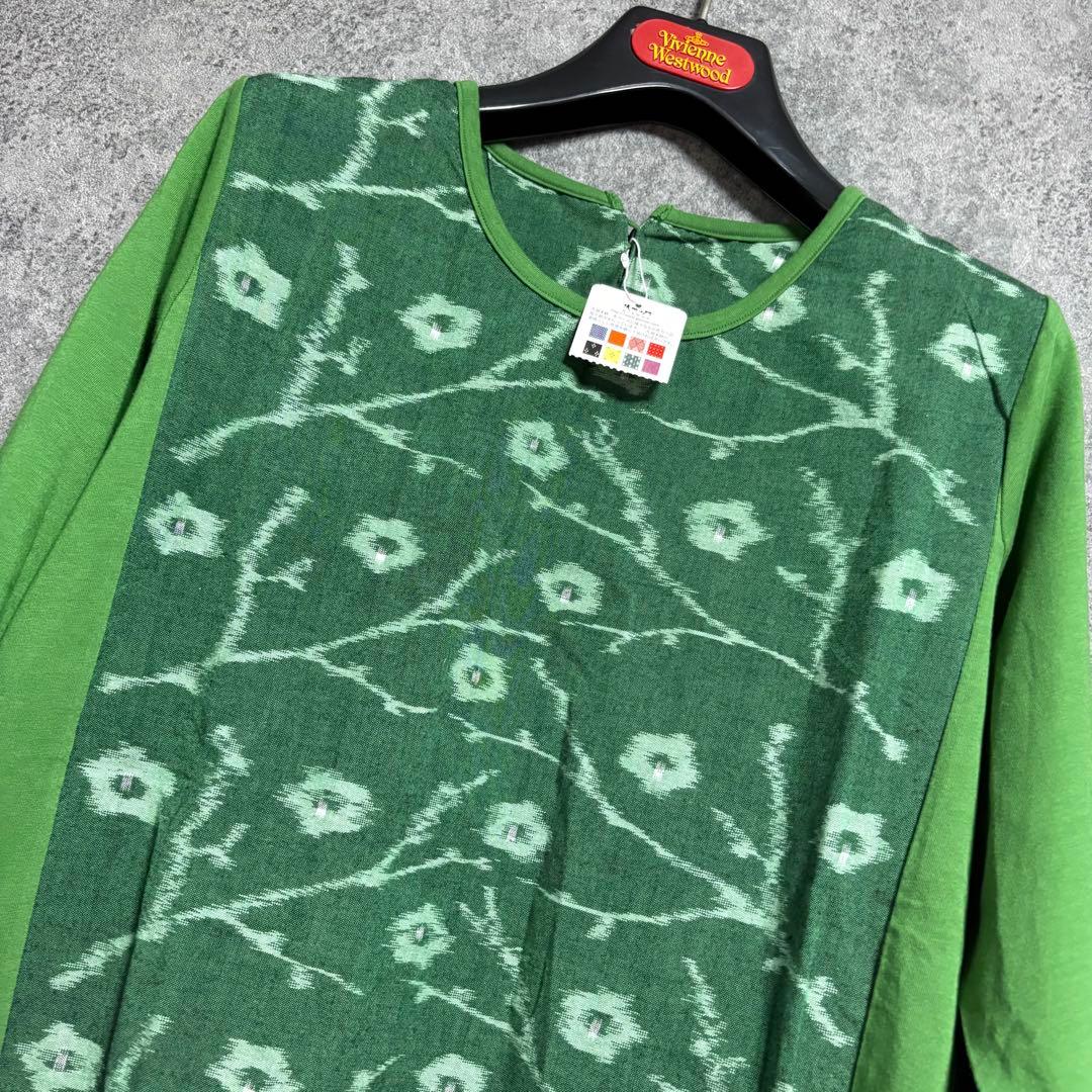 新品　儀右衛門　ギエモン　久留米絣　梅花柄カットソー「緑」