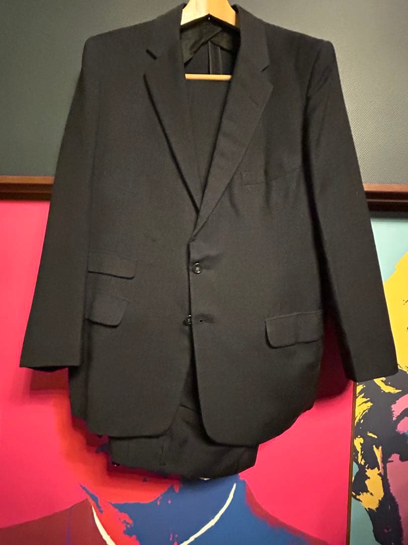 断捨離系さま専用 50'S ヴィンテージ スーツ 上下セット ネイビー カスリ柄