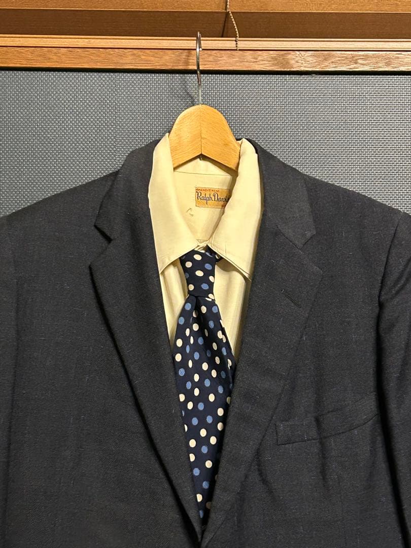 断捨離系さま専用 50'S ヴィンテージ スーツ 上下セット ネイビー カスリ柄