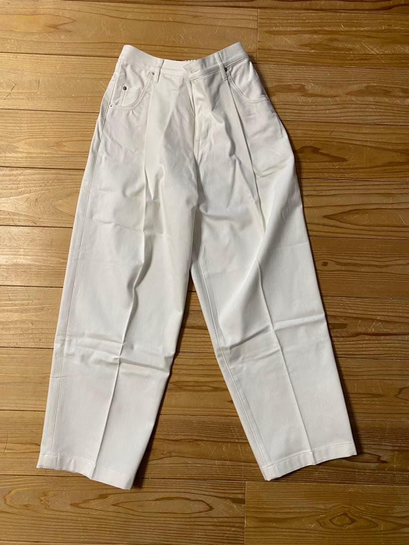 NENSIEN ホワイト ワイドデニムスラックス