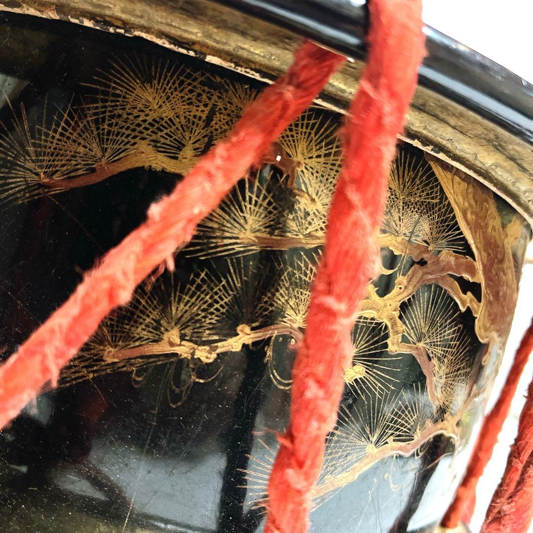 【蔵出し品・希少】 締め太鼓 和太鼓 蒔絵 金彩 直径34.5cm 明治44年