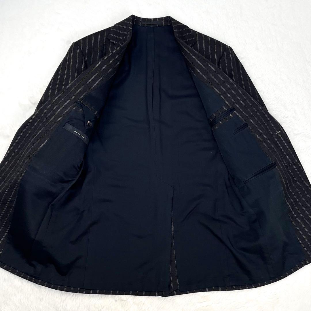 極美品 BOGLIOLI カシミヤ混 トラックストライプ スーツ 44