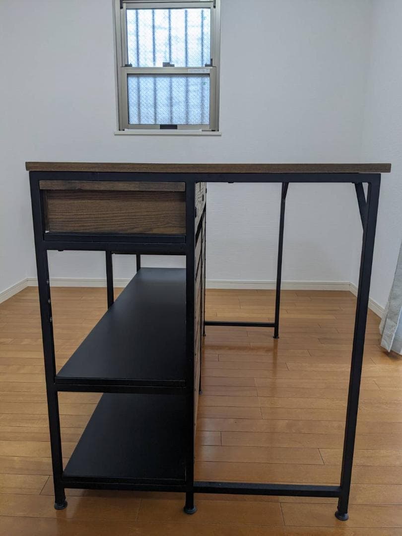 クレイモ アイランドカウンターテーブル ブラウン 引き出し収納付き