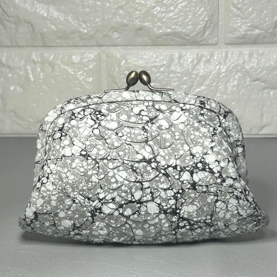 デ*丸様 genten ゲンテン 墨流し　がま口財布　さいふ　パイソン