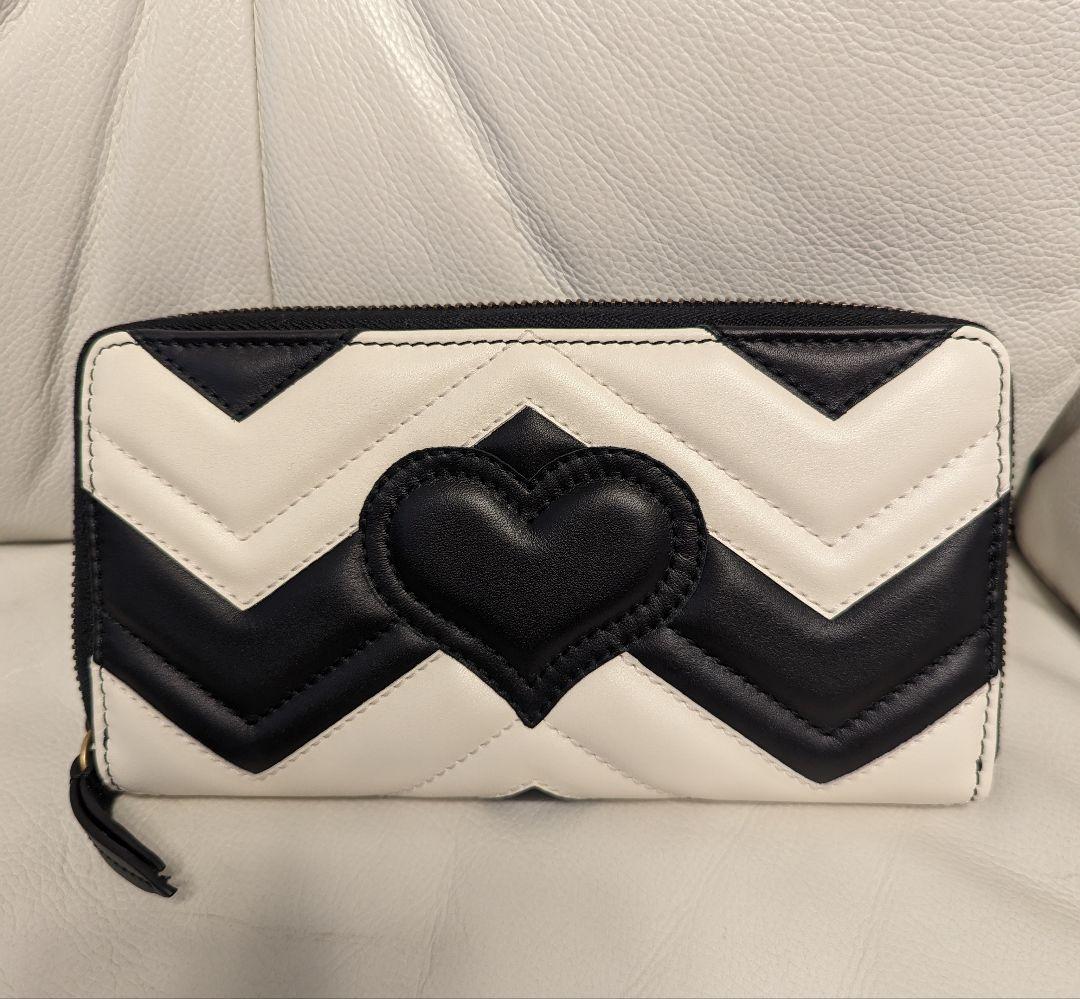 GUCCI 長財布 ラウンドファスナーGGマーモントシェブロンハート　新品未使用