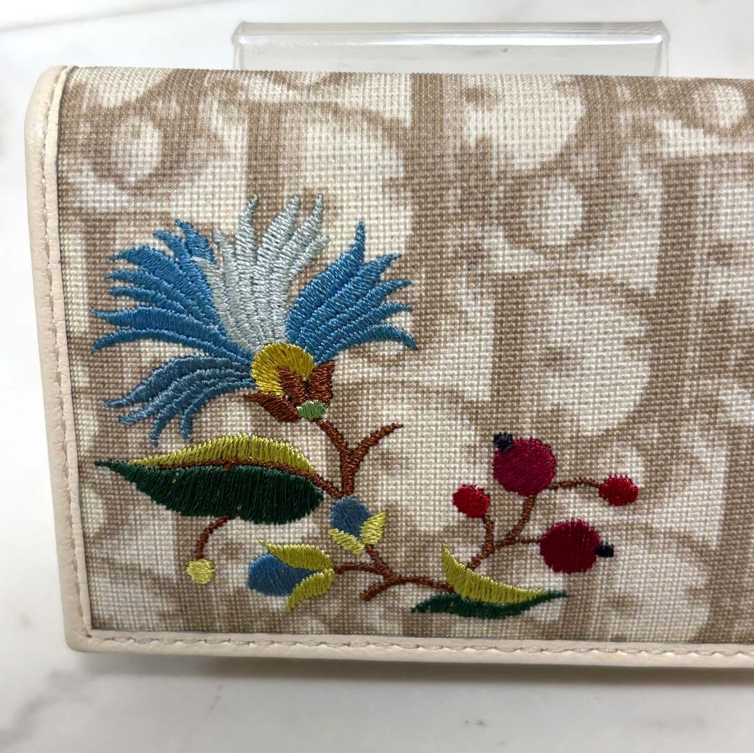 Dior ディオール 花刺繍 トロッター 総柄 pvc レザー カード 名刺入れ