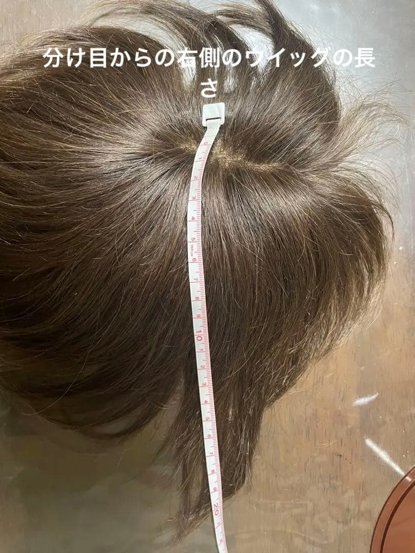 お値下げ❣️アートネイチャー左分け人毛100ショート頭頂部ウイッグ自然なブラウン