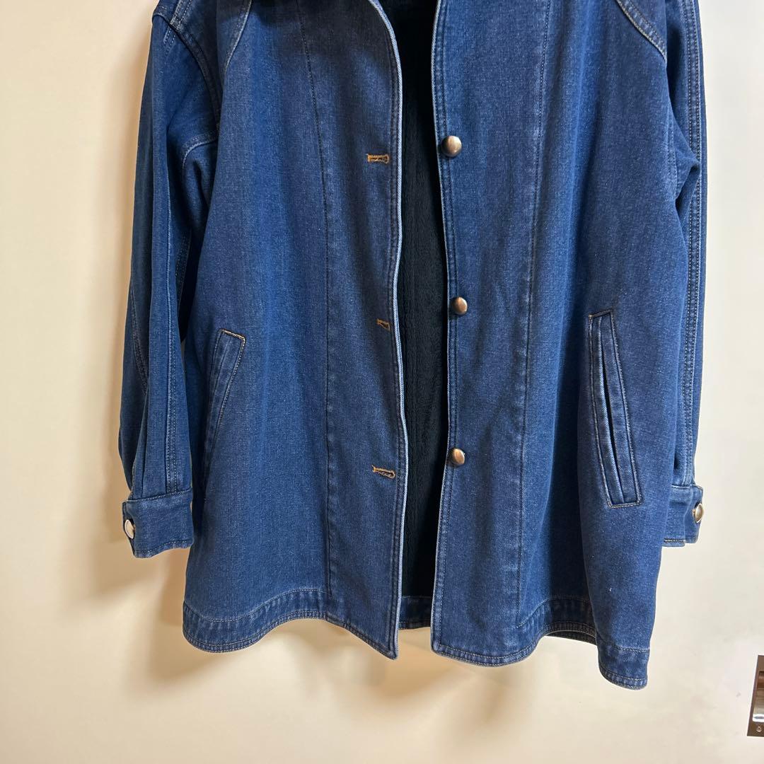 【のっぽROSIEE】裏起毛デニムジャケット ブルー