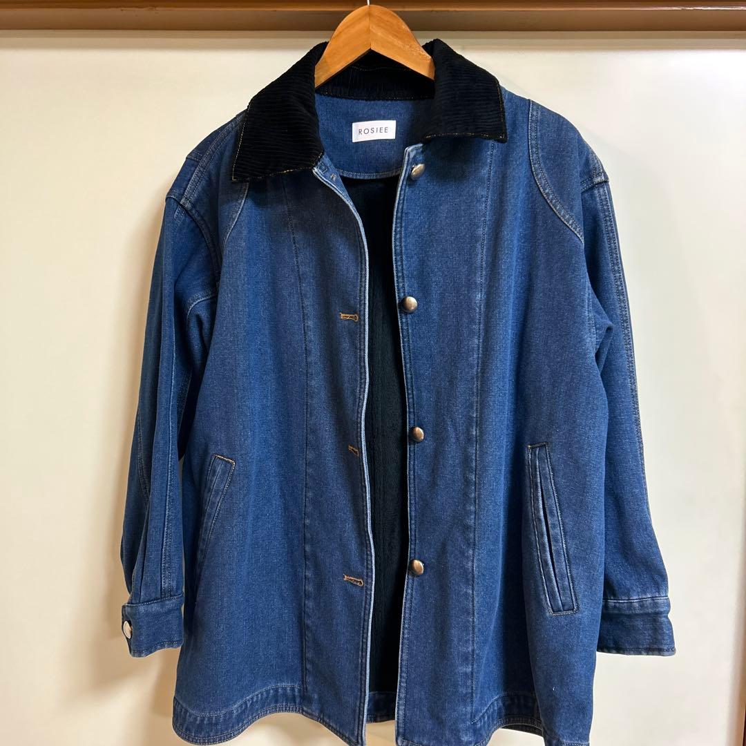 【のっぽROSIEE】裏起毛デニムジャケット ブルー