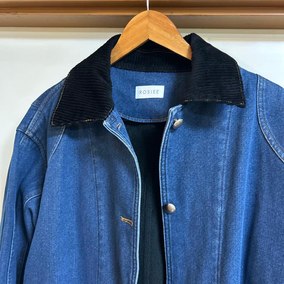 【のっぽROSIEE】裏起毛デニムジャケット ブルー