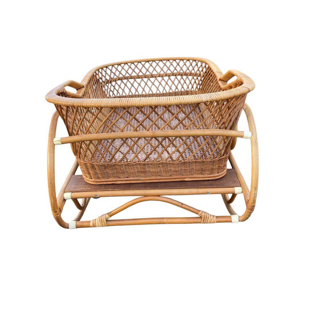 ✨籐かご　ラタン　ゆりかご　キャスター付き　ゆらゆら